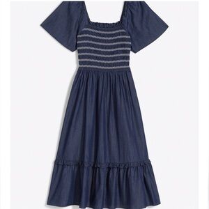 Draper James Deana dark wash smocked midi dress